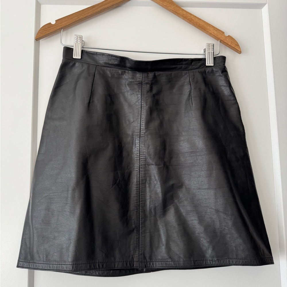 Vintage Black Leather Mini Skirt